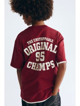 H&M - Boys Red Loose-Fit Printed T-Shirt