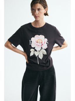 H&M - Women Black Printed T-Shirt