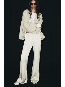 H&M - Women Green Flared Satin Trousers