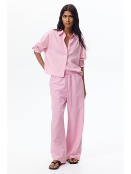 H&M - Women Pink Linen-Blend Drawstring Trousers