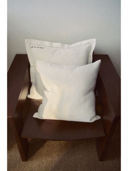 H&M - White Embroidery-Detail Linen-Blend Cushion Cover