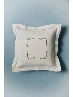 H&M - White Embroidery-Detail Linen-Blend Cushion Cover