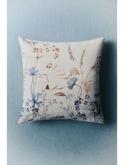H&M - White Printed Canvas Cushion Cover