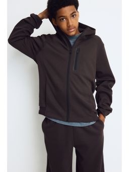 H&M - Boys Brown Sports Zip-Through Hoodie With Drymove