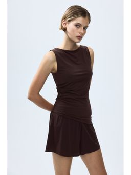 H&M - Women Brown Draped Boat-Neck Top