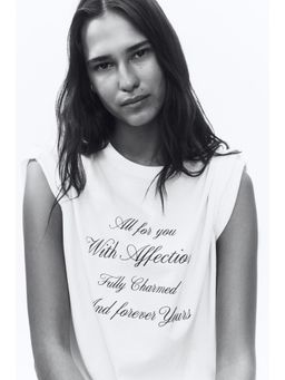 H&M - Women White Oversized Printed T-Shirt