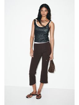 H&M - Women Brown Viscose-Blend Capri Trousers
