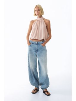H&M - Women Beige Bubble-Hem Top