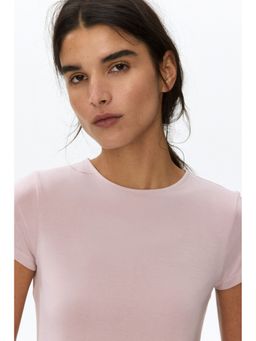H&M - Women Pink Fitted Viscose T-Shirt