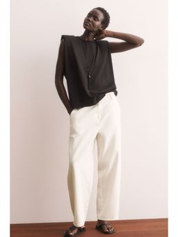 H&M - Women White Belted Barrel Trousers