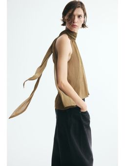 H&M - Women Green Tie-Detail Chiffon Top