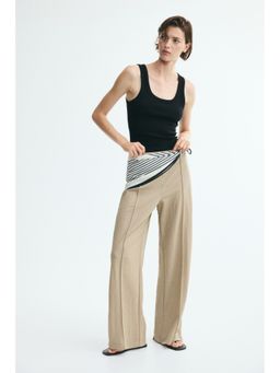 H&M - Women Beige Scarf-Detail Trousers
