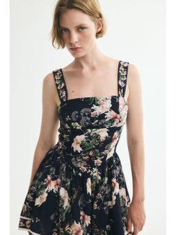 H&M - Women Blue Flared-Skirt Dress