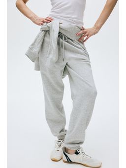 H&M - Women Grey Cotton-Blend Sweatpants