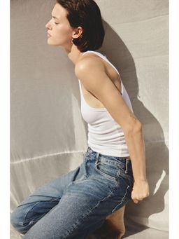 H&M - Women Blue Mom Slim Fit High Waist Ankle Jeans