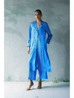 CANOOPI - Women Blue Bindu Collared Kurta with Pant Set