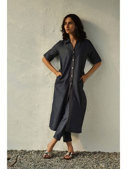 CANOOPI - Women Blue Jetblue Denim Shirt Tunic Set