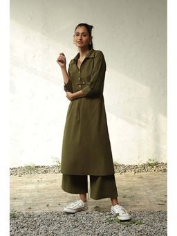 CANOOPI - Women Green Forest Green Tunic with Pant Set