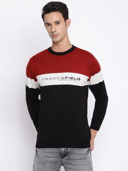 Cantabil - Round Neck Striped Red Sweater
