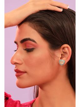 Zurooh - 18 K Gold Plated Moonstone Studs With Enamel Detail