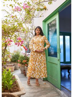 RATAN JAIPUR - Collared Cotton Maxi Dress (Set of 2)