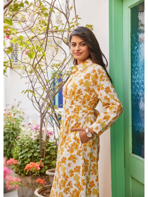 Buy RATAN JAIPUR Collared Cotton Maxi Dress (Set of 2) Online