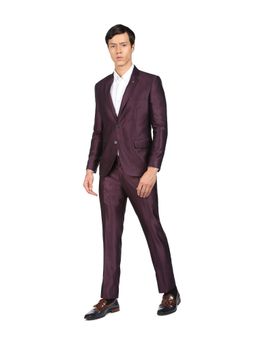 AD By Arvind - Men Wine Single Breasted Two Piece Suit (Set of 2)