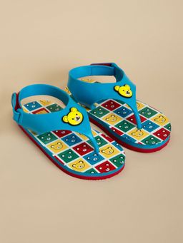 Hopscotch - Blue Teddy Bear Grid Sandals