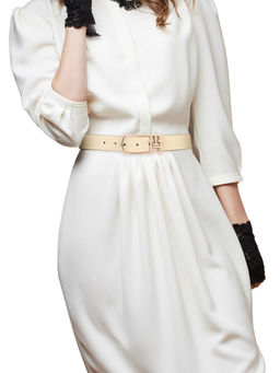 Tommy Hilfiger - Sylvie Women Leather Casual Belt - Beige