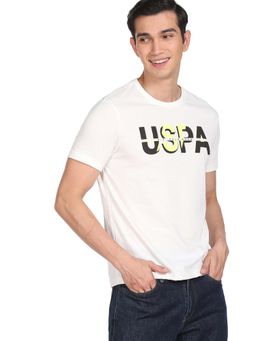 U.S. Polo Assn. Denim Co. - Men Off White Crew Neck Brand Print T-Shirt