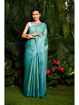 Beatitude - Green Handwoven Kota Banswara Silk Saree with Unstitched Blouse