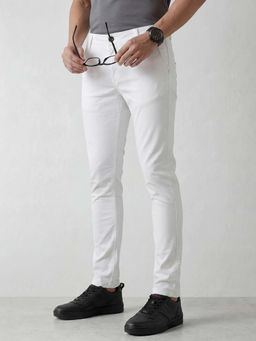 WROGN - Men White Solid Slim Fit Trouser
