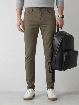 WROGN - Men Olive Solid Slim Fit Trouser