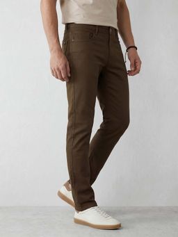 WROGN - Men Brown Solid Slim Fit Trouser