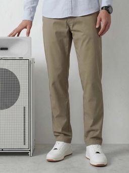 WROGN - Men Khaki Straight Fit Solid Trouser