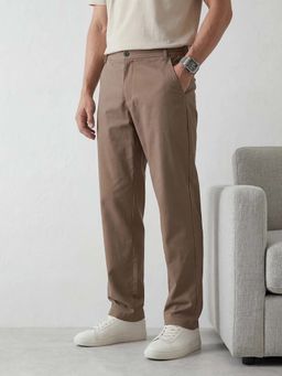 WROGN - Men Taupe Classic Straight Fit Trouser