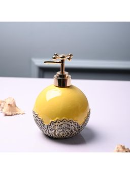 Voncasa - Ceramic Glossy Yellow color Soap Dispenser (300ml)