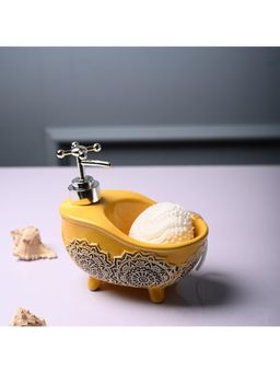 Voncasa - Ceramic Glossy Yellow color Soap Dispenser (300ml)