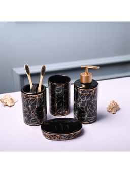 Voncasa - Ceramic Glossy Black color Bathroom Set