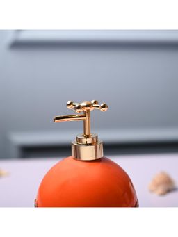 Voncasa - Ceramic Glossy Orange color Soap Dispenser (300ml)