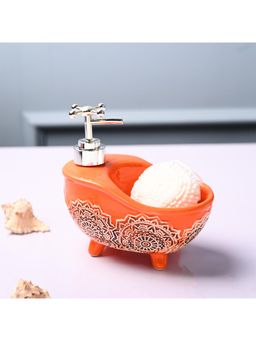 Voncasa - Ceramic Glossy Orange color Soap Dispenser (300ml)