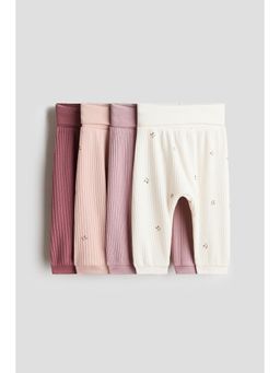 H&M - Kids White 4-Pack Ribbed Cotton Trousers