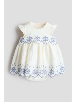 H&M - Girls Blue Cotton Muslin Bodysuit Dress