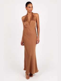 Petal & Pup - Bronze Kalina Halterneck Maxi Dress