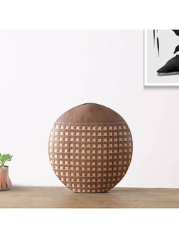HomeTown - Zenith Polyresin Round Tera Vase 35Cm In Brown