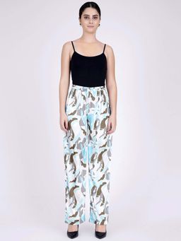 First Resort by Ramola Bachchan - Aqua Abstract Camouflage Printed Pants