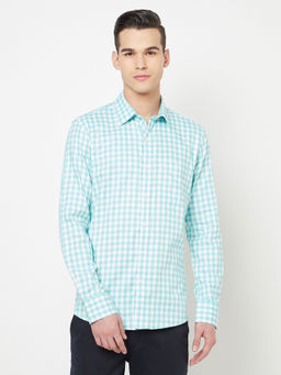 CRIMSOUNE CLUB - Men Green Gingham Checked Shirt