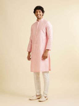 Manyavar - Pink Art Silk Embroidered Kurta with Pyjama (Set of 2)