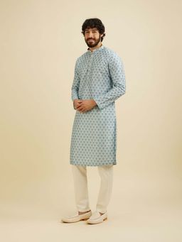 Manyavar - Green Art Silk Embroidered Kurta with Pyjama (Set of 2)