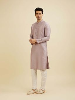 Manyavar - Purple Art Silk Self Design Kurta with Pyjama (Set of 2)